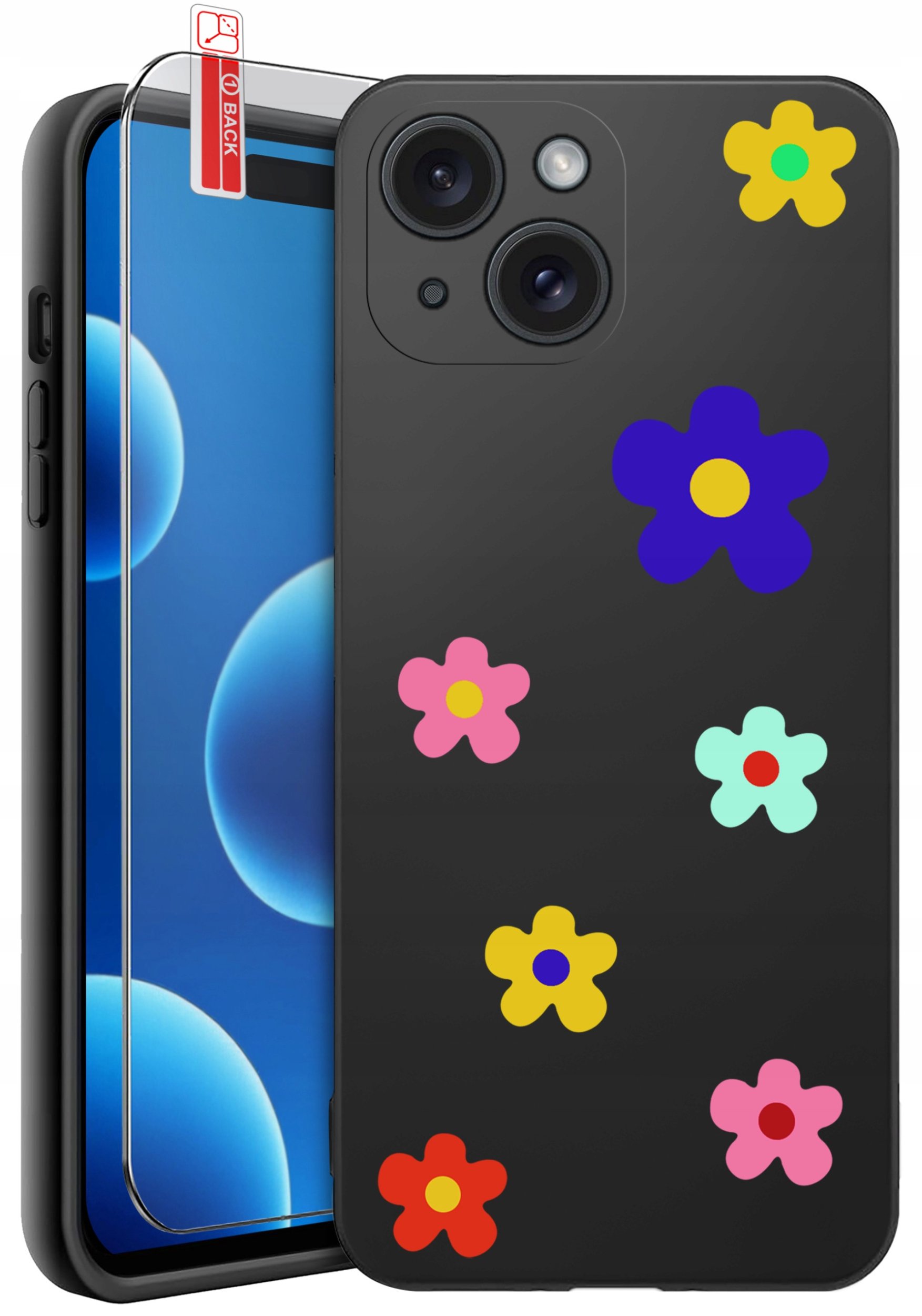 ETUI do iPhone 15 | WZORY | SILIKONOWE MATT CASE + SZKŁO 9H