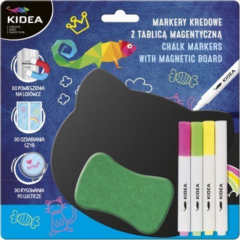 Kidea Zestaw tablica magnetyczna +markery kredowe