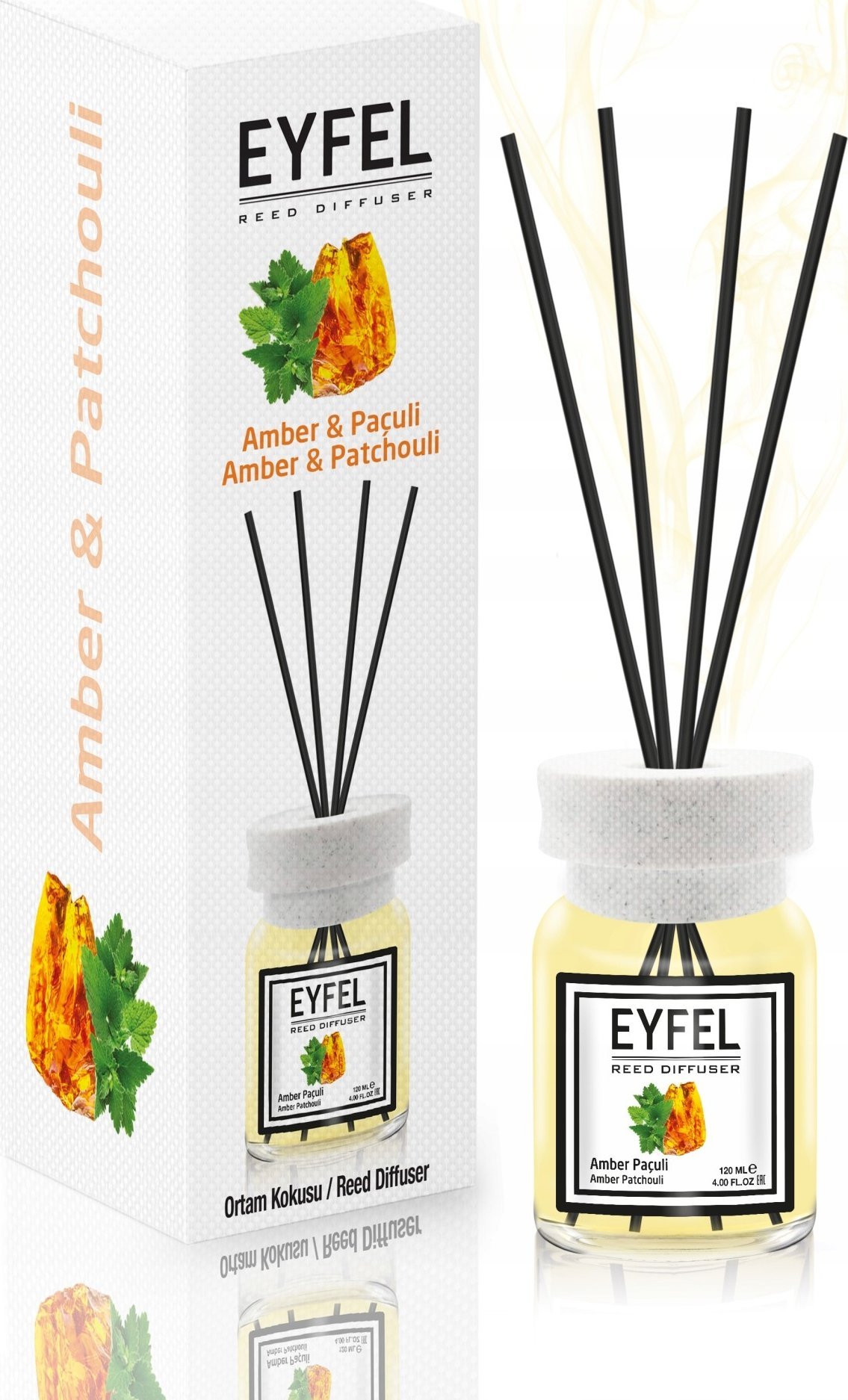 Eyfel Dyfuzor zapachowy z patyczkami Amber Paculi 120ml