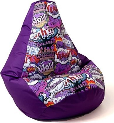 Go Gift Pufa worek sako GRUSZA DRUK fiolet-wow XXL 140x100