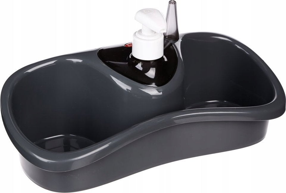 Dozownik do mydła 5five Zestaw do mycia naczyń z miejscem na gąbki i dozownikiem na płyn, kolor czarny