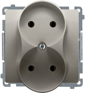 Kontakt-Simon Gniazdo podwójne Simon Basic bez uziemienia 16A satynowy (BMG2M.01/29)