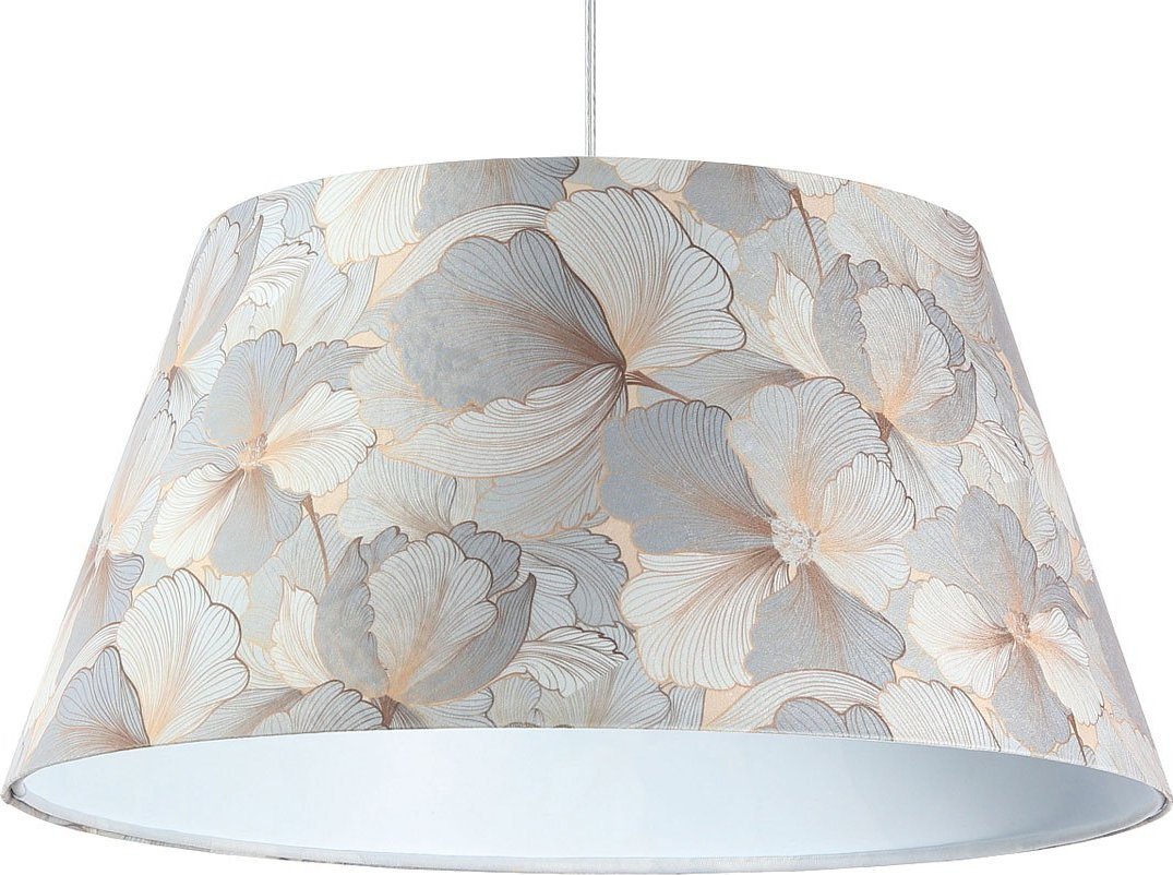 Lampa wisząca Lumes Srebrna lampa wisząca welurowa w kwiaty - S411-Najra