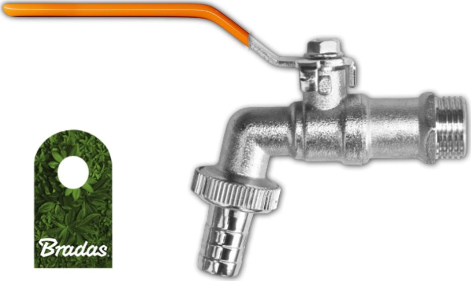 Bradas Kran kulowy mosiężny 1/2 GZ 3/4 z przyłączem na wąż 1/2 BRADAS 3110