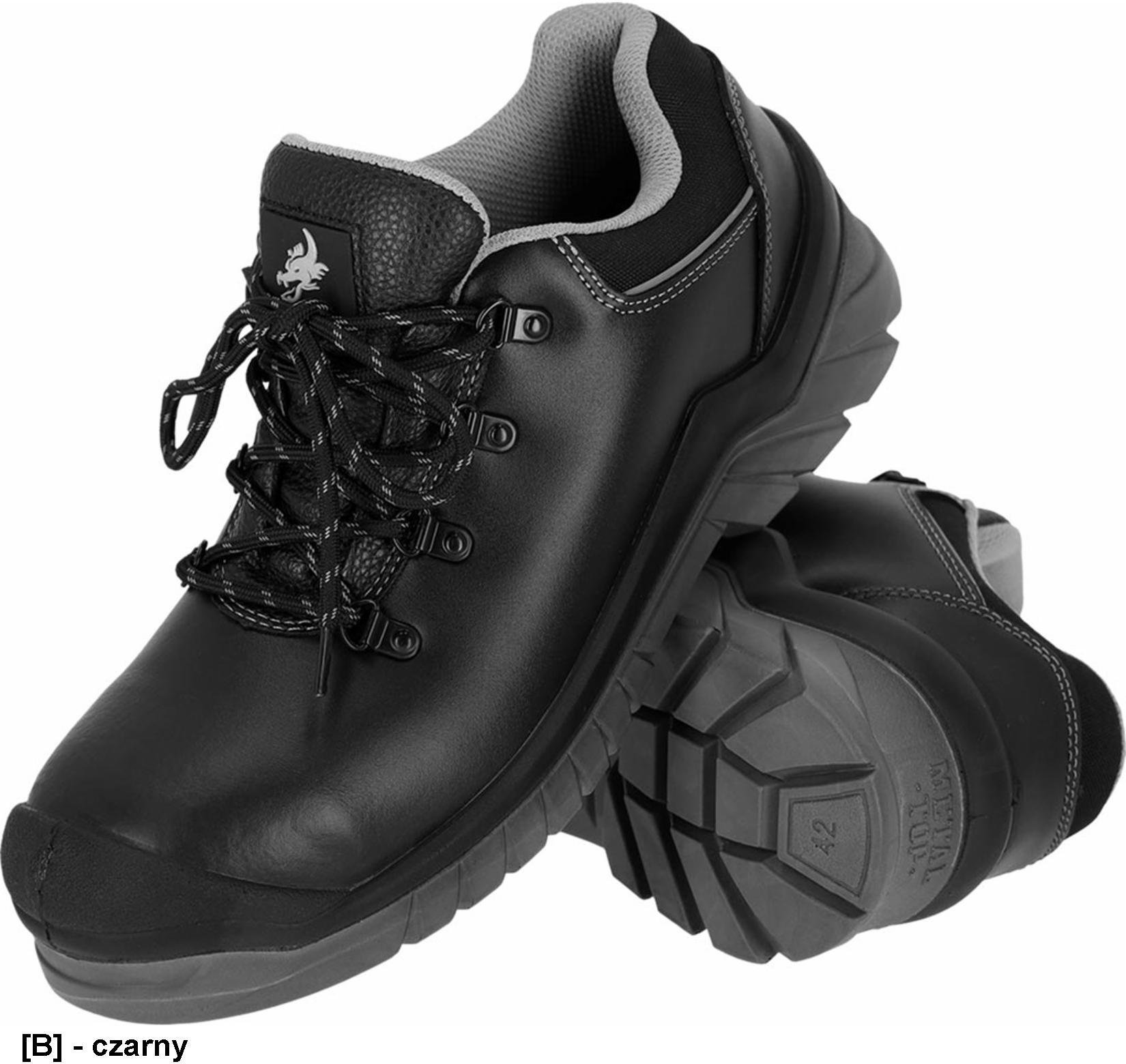 Męskie półbuty bezpieczne gładka skóra bawola kompozytowy podnosek wkładka podeszwa antypoślizgowa olejoodporna antyelektrostatyczna BCBOLD-P S1 PL SR