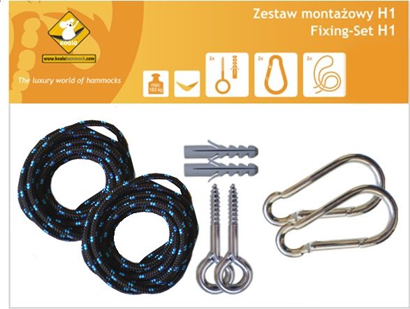 Koala Zestaw montażowy H1_1 do hamaków, czarny (koala/zh1_1_16)