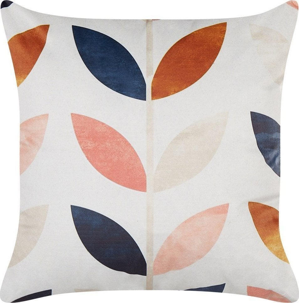 Beliani Poduszka dekoracyjna w liście 45 x 45 cm złamana biel QUINOA!