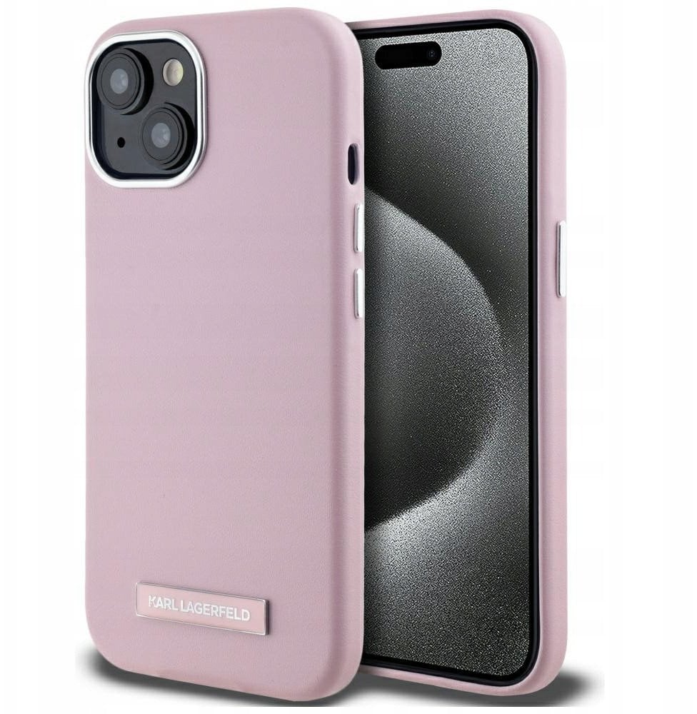 Karl Lagerfeld Case FW Metal Plate MagSafe for iPhone 15 pink