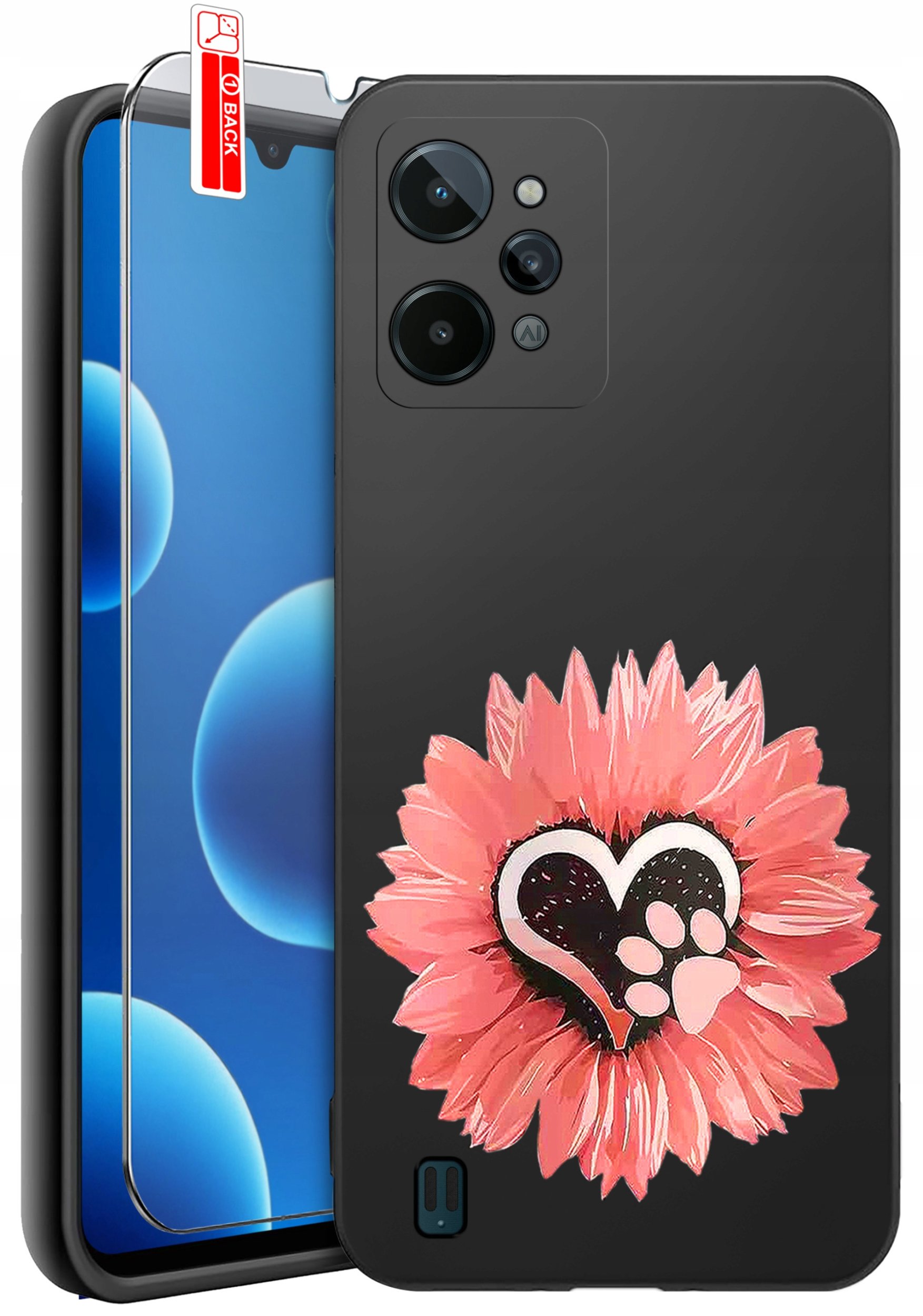 ETUI do Realme C31| WZORY | SILIKONOWE MATT CASE + SZKŁO 9H