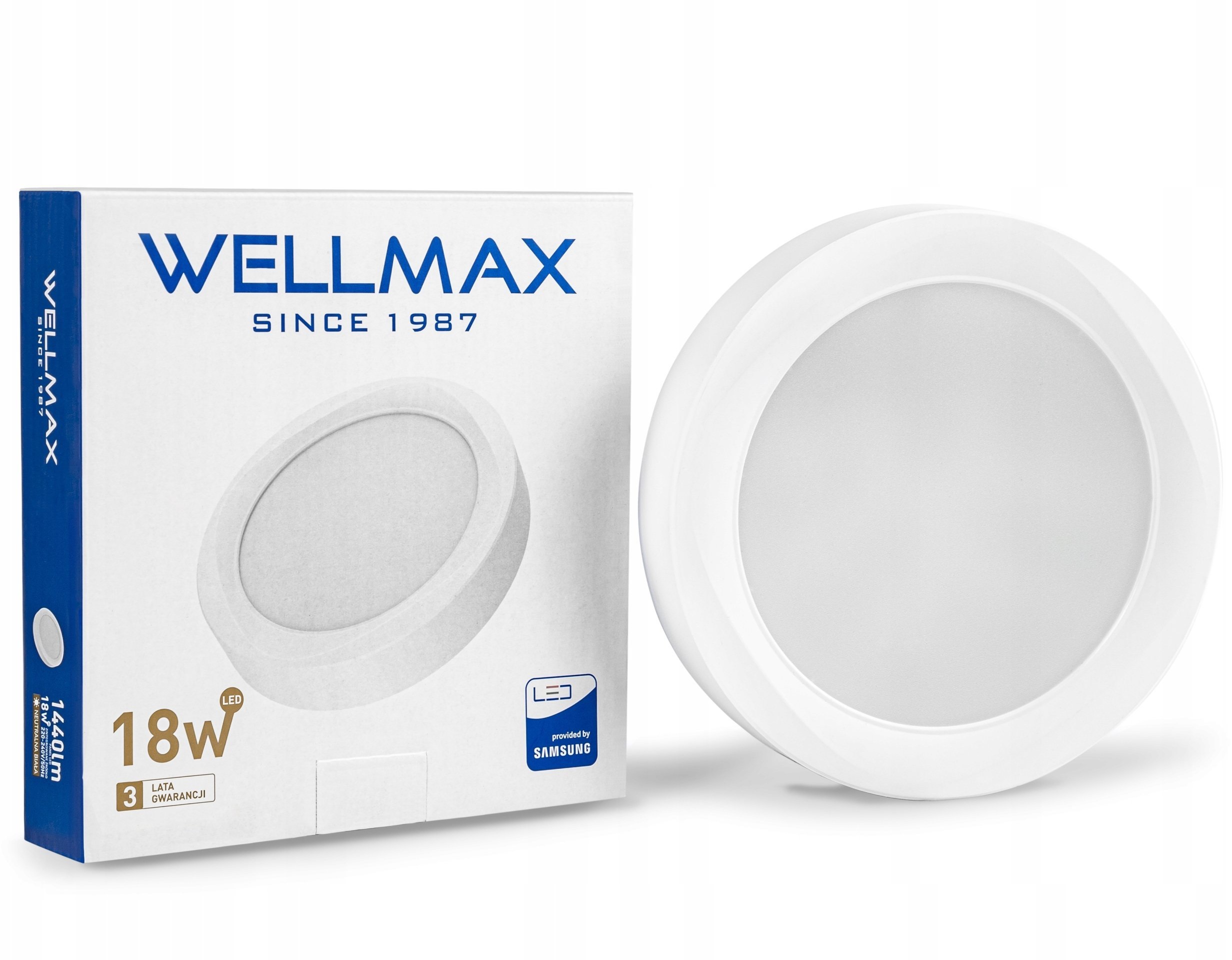Wellmax Oprawa downlight mounted round 18W 1440 lm Neutral 4000K / GOL1DLSMRN18