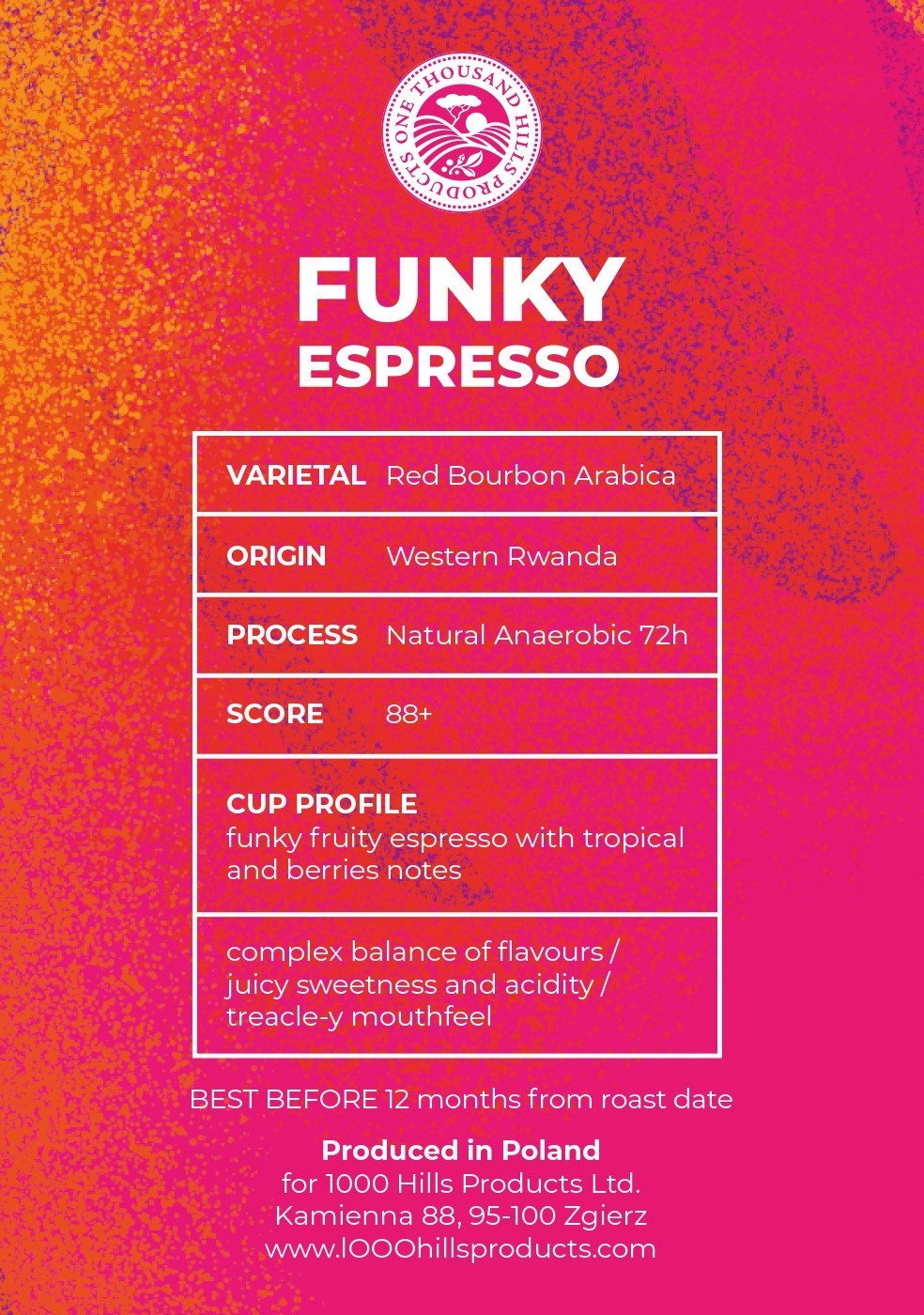 Kawa ziarnista RWANDA MUHABURA FUNKY ANAEROBIC ESPRESSO 400g