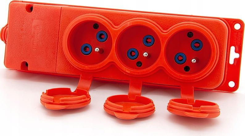 ELS Elektrotechnika ELS ELEKTROTECHNIKA / BYLION TRÓJNIK LISTWA GUMOWY GNIAZDO GUMOWE 16A 230V IP44 TRGP-3