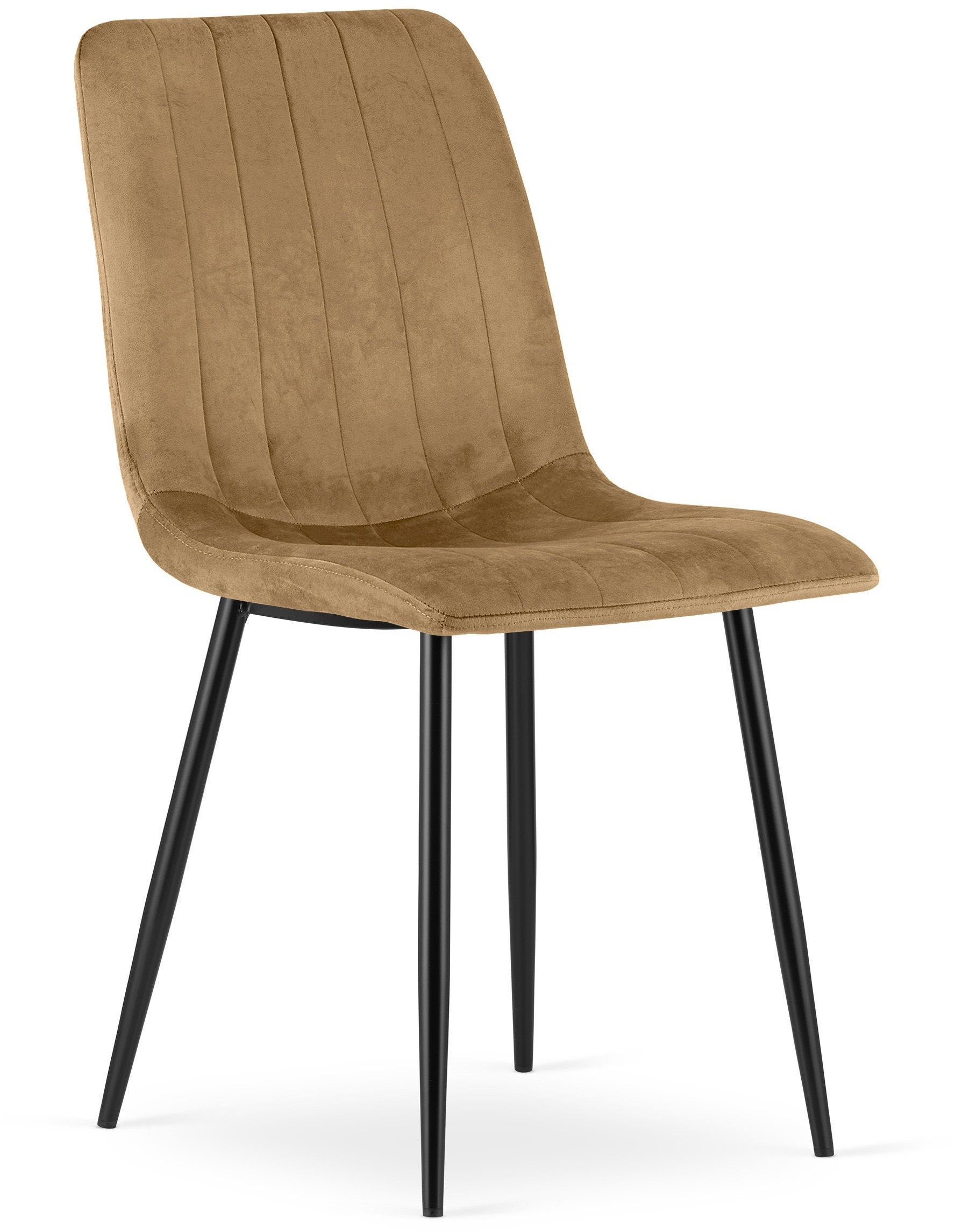 Krzesło aksamitne LAVA brązowe eleganckie czarne nogi jadalni salonu