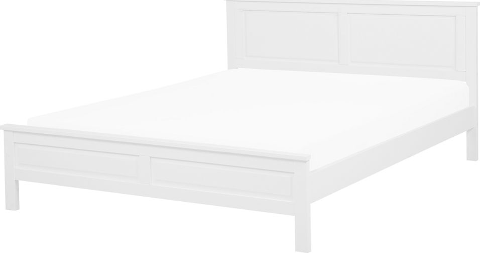 Beliani Łóżko drewniane 160 x 200 cm białe OLIVET