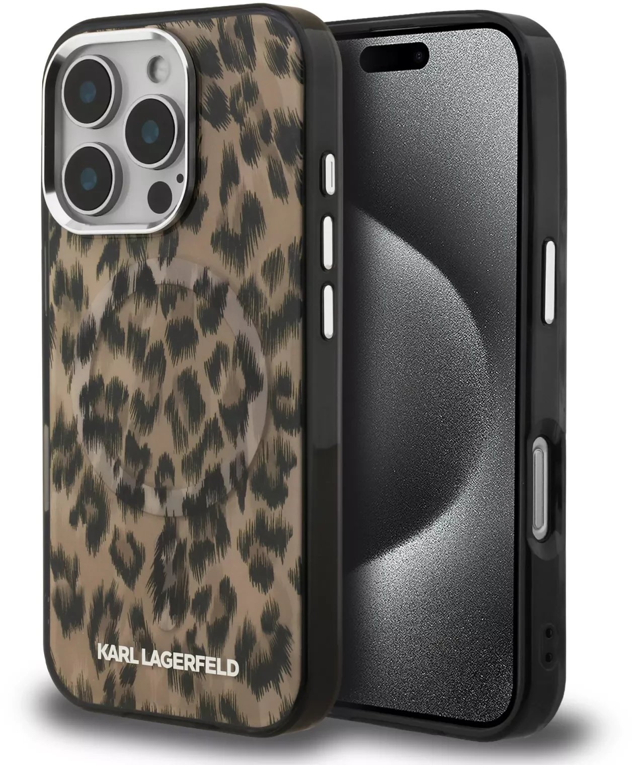 Etui Karl Lagerfeld IML Leopard Pattern MagSafe do iPhone 16 Pro Max brązowy