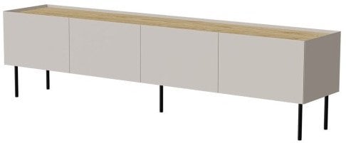 Szafka RTV FELLINI 200x40x52 kaszmir + blat dąb olejowany