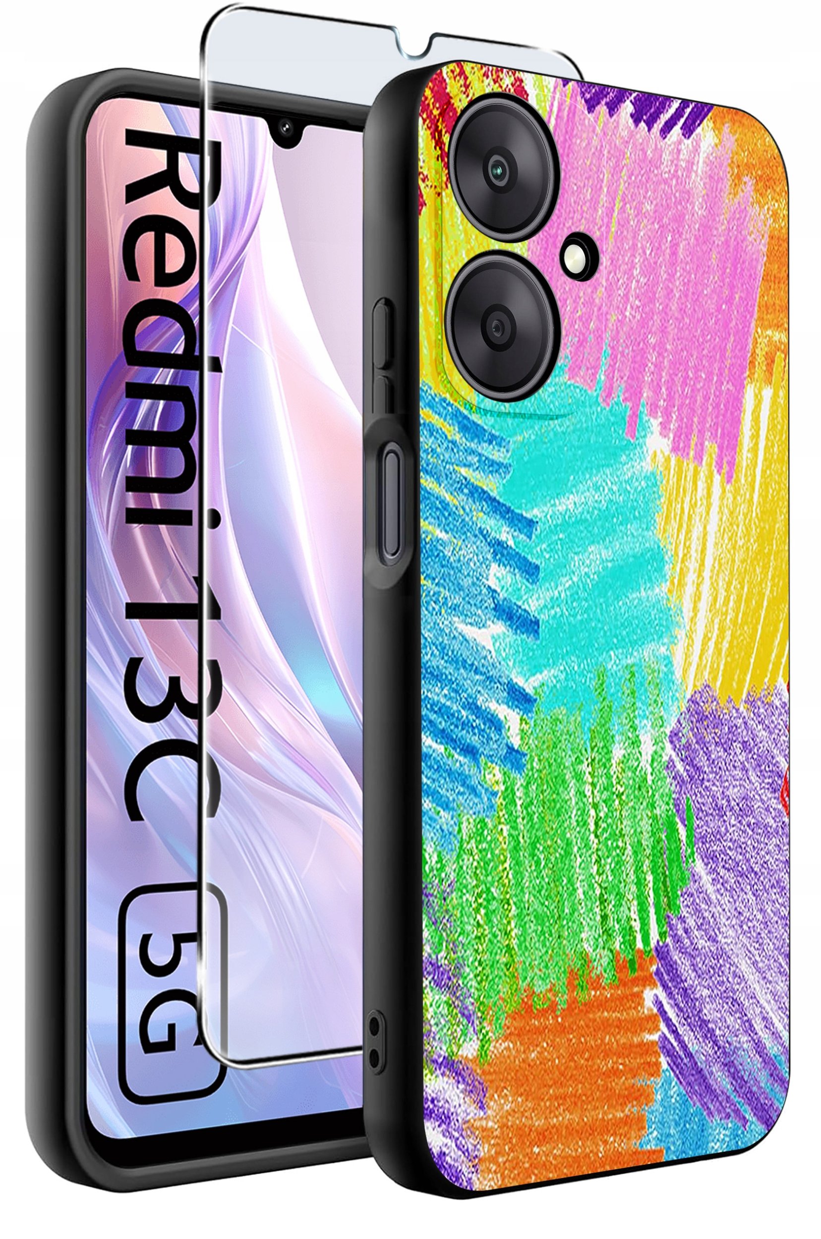 ETUI do Xiaomi Redmi 13C 5G WZORY |SILIKONOWE MATT CASE +SZKŁO HARTOWANE 9H