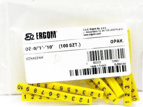 Ergom Oznacznik przewodów OZ-0 1-10 żółte 100szt