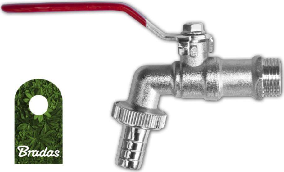 Bradas Kran kulowy mosiężny 3/4 GZ 1 z przyłączem na wąż 3/4 (3103)