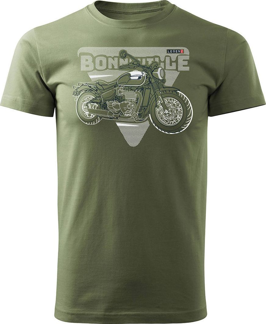 Topslang Koszulka motocyklowa na motor z motocyklem Triumph Bonneville męska khaki REGULAR L