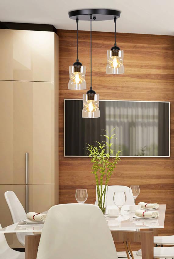 Lampa wisząca Candellux Lampa wisząca czarna/bursztynowa talerz 3xE27 Felis 33-00217