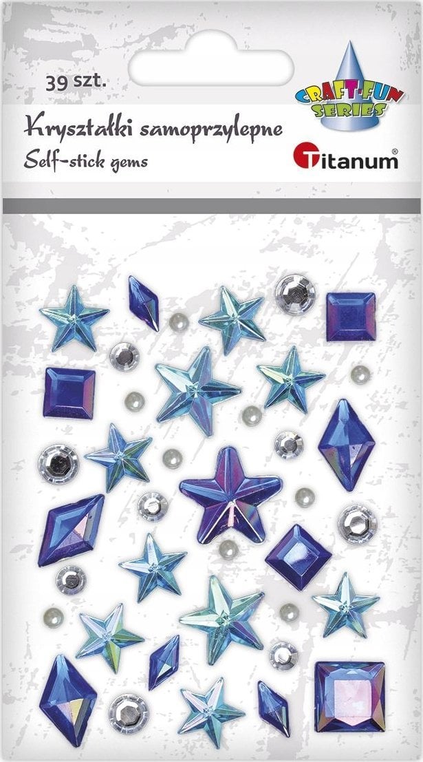 Titanum Kryształki samoprzylepne niebieskie mix 39szt