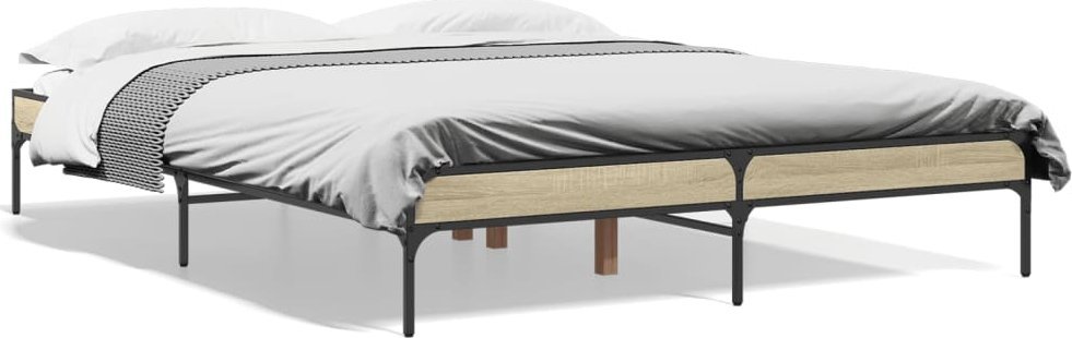 vidaXL vidaXL Rama łóżka, dąb sonoma, 150x200 cm, materiał drewnopochodny