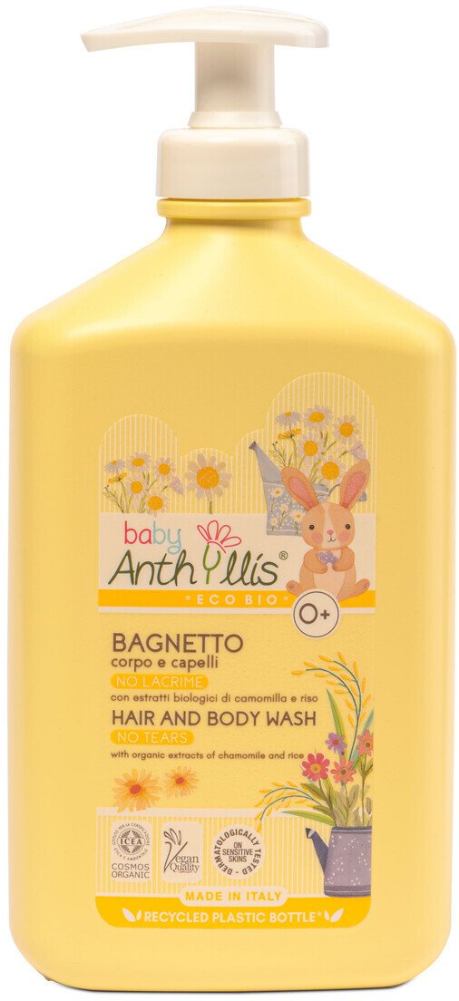 Anthyllis Baby Delikatny płyn do kąpieli i szampon 2w1 BEZ ŁEZ z organicznym rumiankiem i proteinami ryżu 500ml