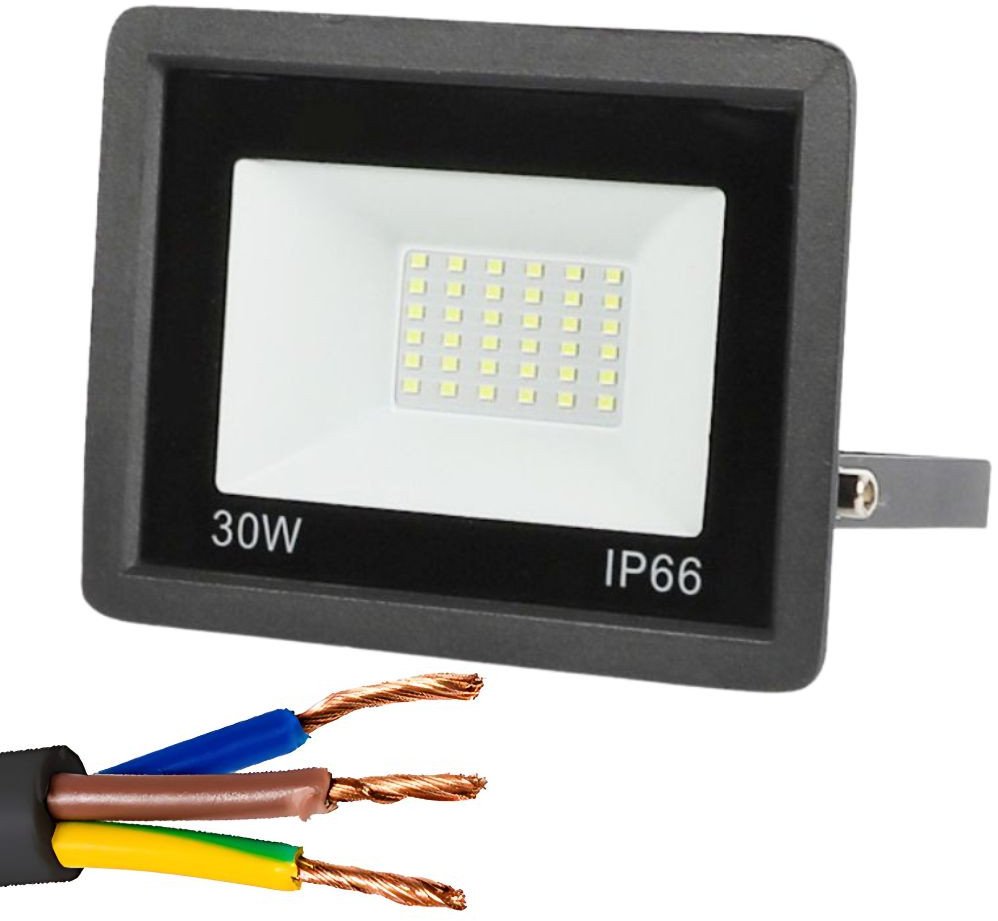 Naświetlacz halogen reflektor led 30w 6000k zewnętrzny wodoodporny ip66