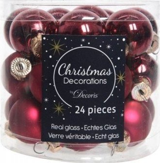 Kaemingk Bombki choinkowe bordowe zestaw 24 szt.