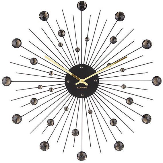 Zegar ścienny Karlsson KA4859BK z kryształkami średnica 50 cm .