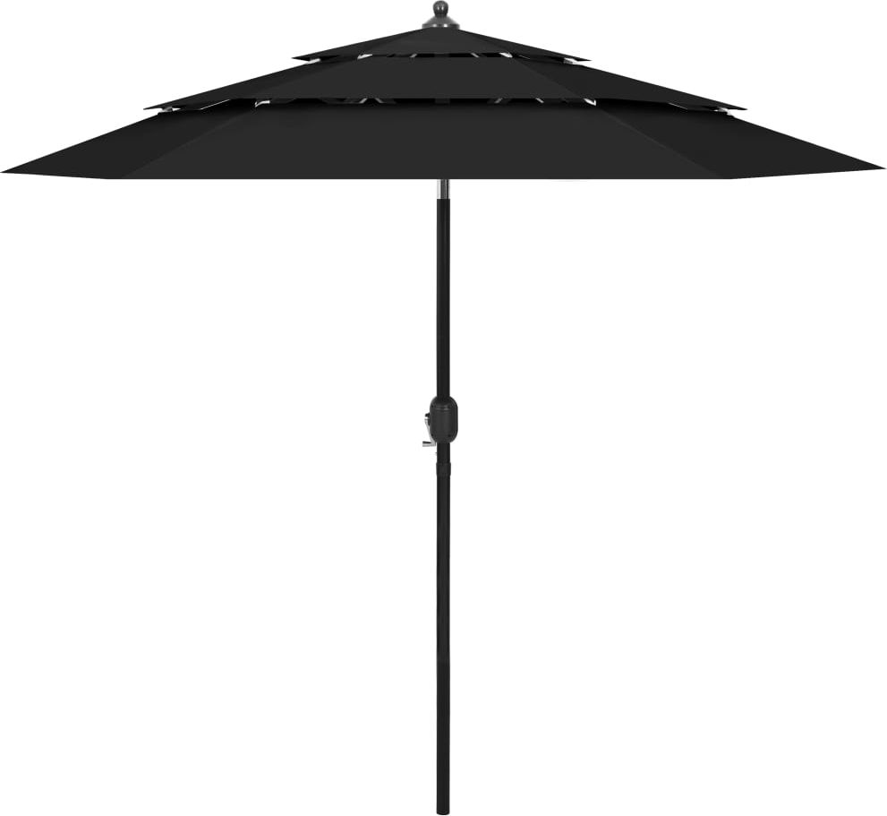 vidaXL 3-poziomowy parasol na aluminiowym słupku, czarny, 2,5 m