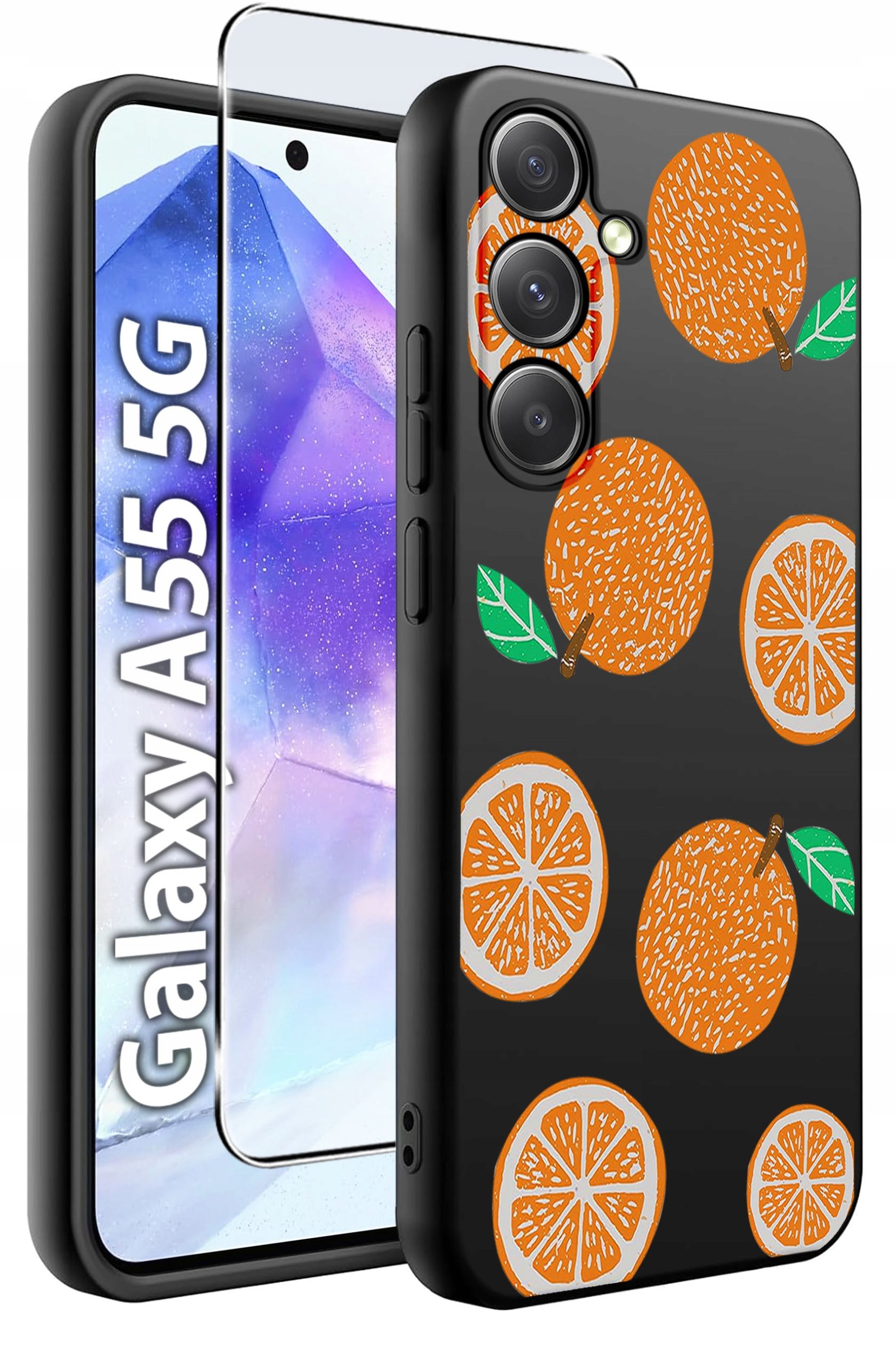 ETUI do Samsung A55 5G WZORY | SILIKONOWE MATT CASE + SZKŁO HARTOWANE 9H