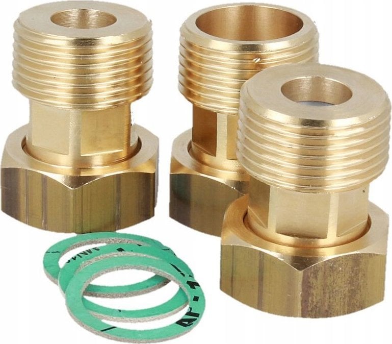Afriso Zestaw śrubunków mosiężnych do zaworów ATM GW1" x G1" z uszczelkami i dwoma zaworami zwrotnymi