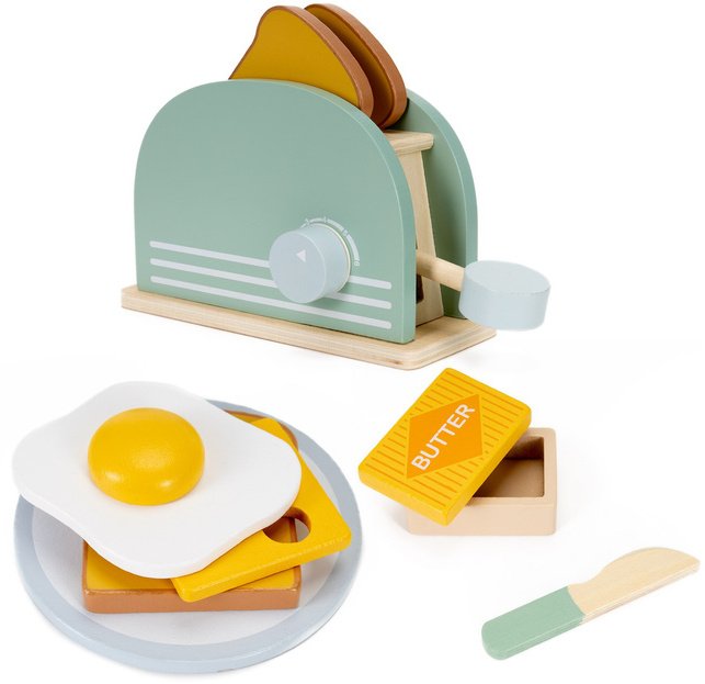 Springos zabawka drewniana dla dzieci, jajko, tost zestaw śniadaniowy 9 el. multikolor UNIWERSALNY