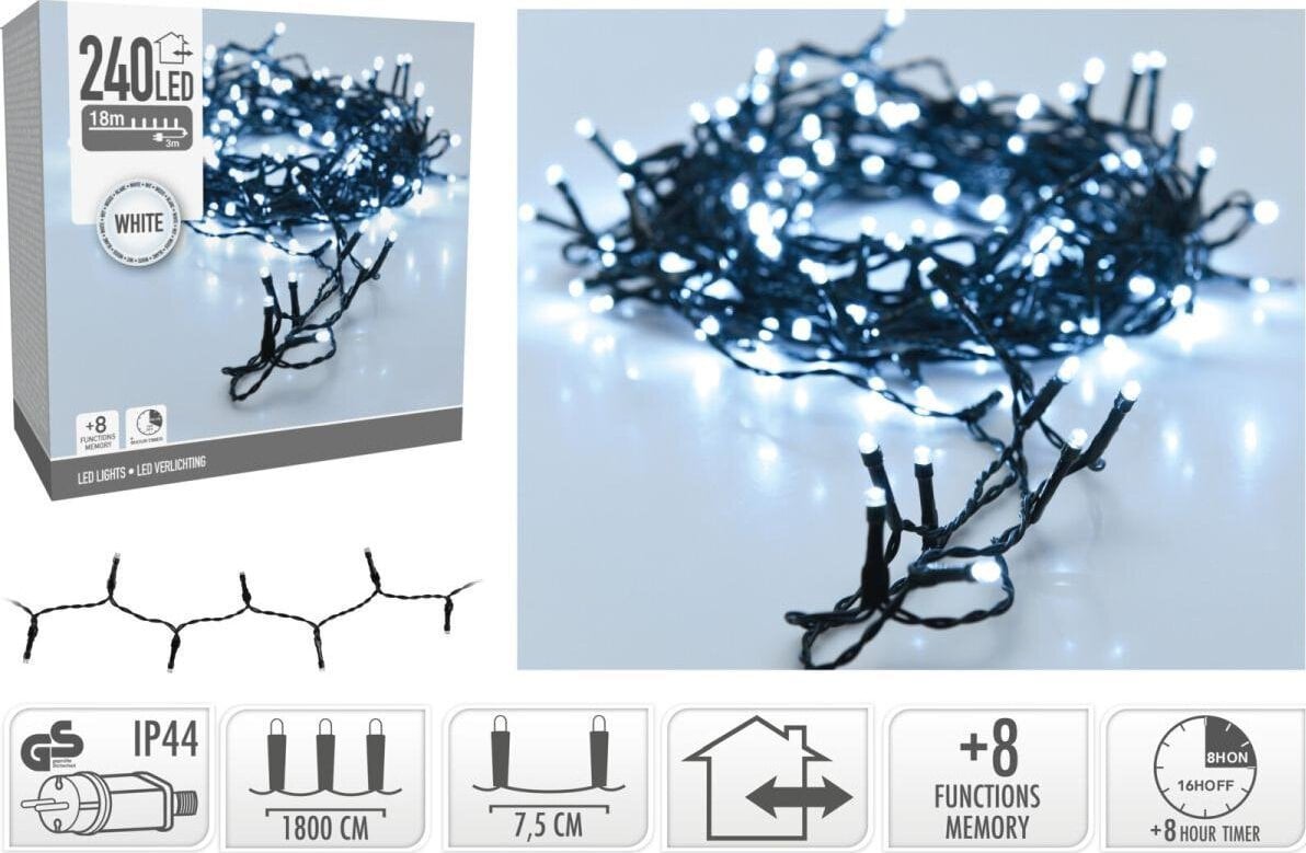 Lampki choinkowe Koopman Lampki choinkowe łańcuch świetlny 240 LED timer zimny biały