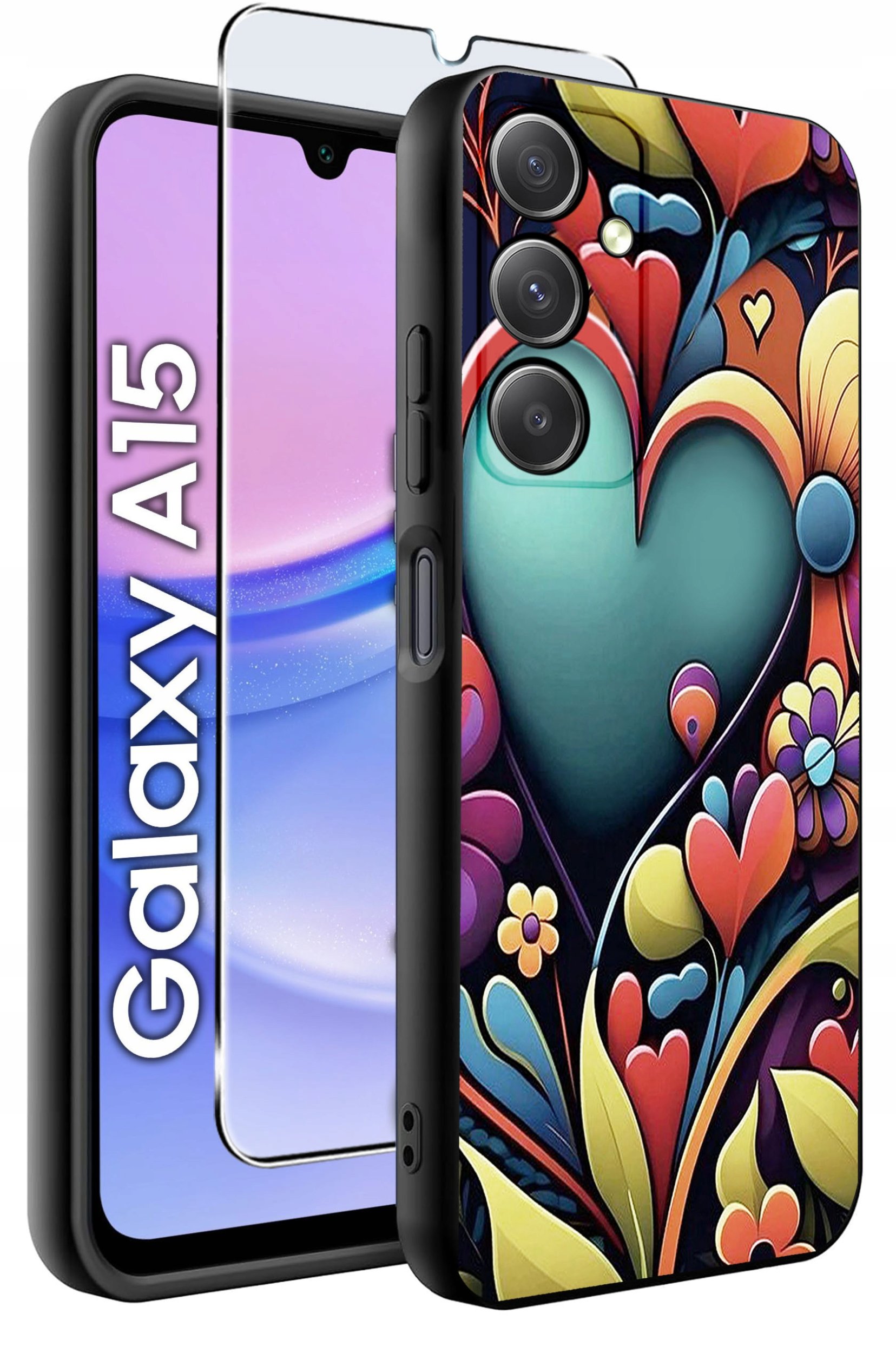 ETUI do Samsung A15 4G | 15 5G WZORY | SILIKONOWE MATT CASE + SZKŁO 9H