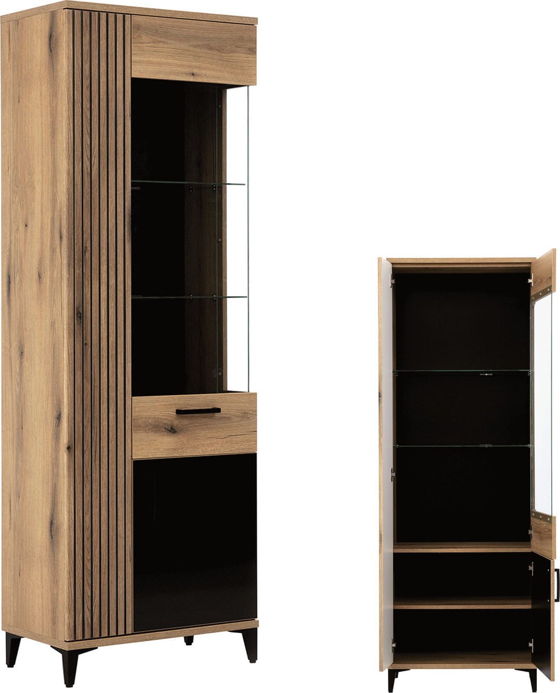 BogFran Witryna PRAWA Gablota Kredens dąb czarna ARIS AS8