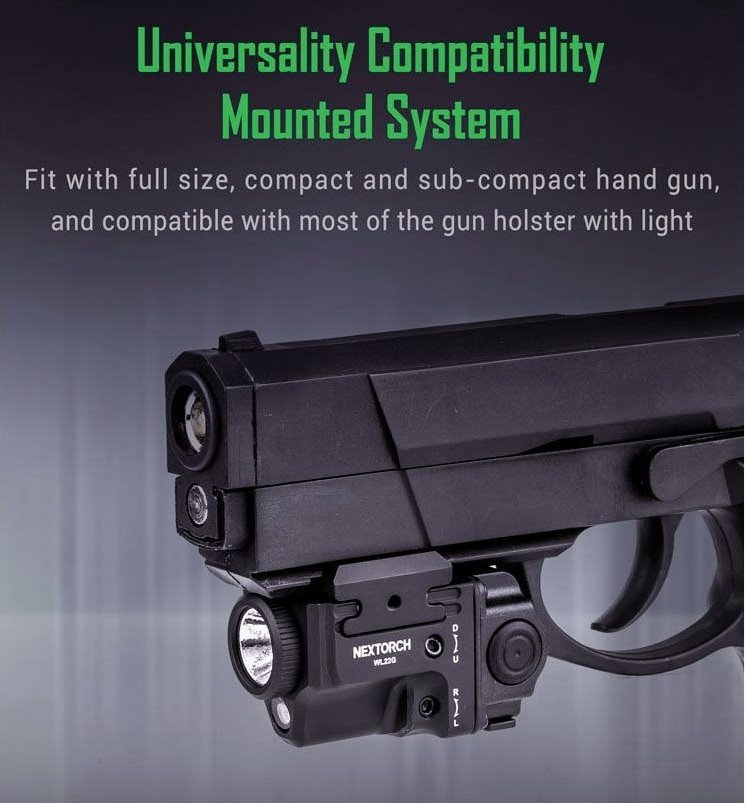 Latarka NEXTORCH Nextorch WL22G GUNLIGHT W/GREEN LASER Ricaricabile 650 Lumens LED