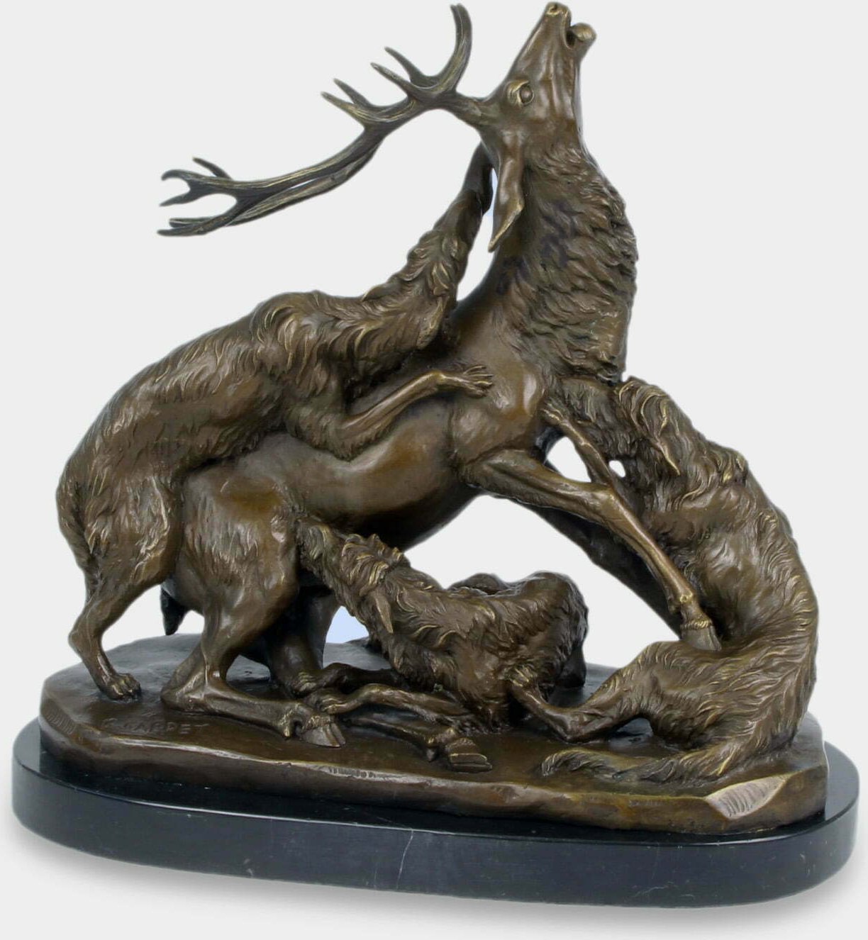rzezbyzbrazu Polowanie na Jelenia Rzeźba z Brązu