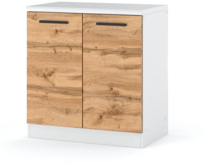 Szafka Kuchenna Stojąca Z Blatem Modułowa Blande 80cm Biała Dąb Wotan