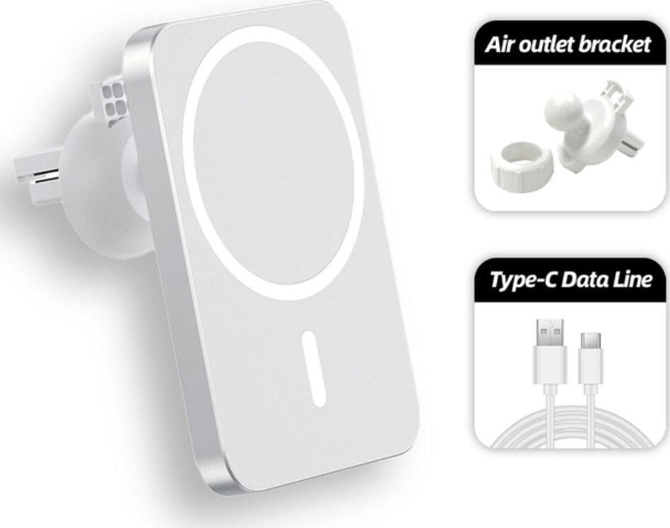 Ładowarka 1stCOOL 1stCOOL bezdrátová QI nabíječka 15W, magnetická, do auta, MagSafe kompatibilní, bílá