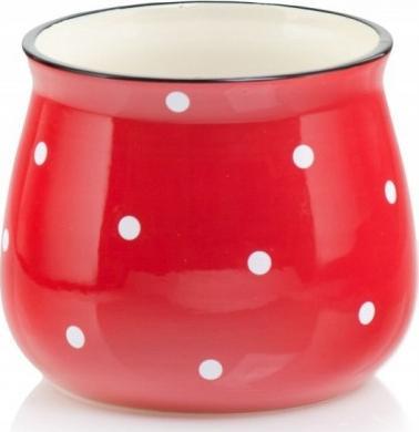Polnix Doniczka ceramiczna w kropki 13 cm czerwona