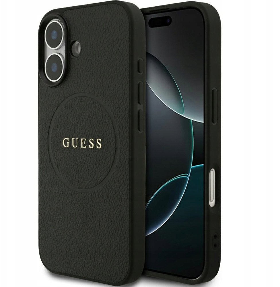 Guess Etui Grained Ring MagSafe do iPhone 17 - czarne