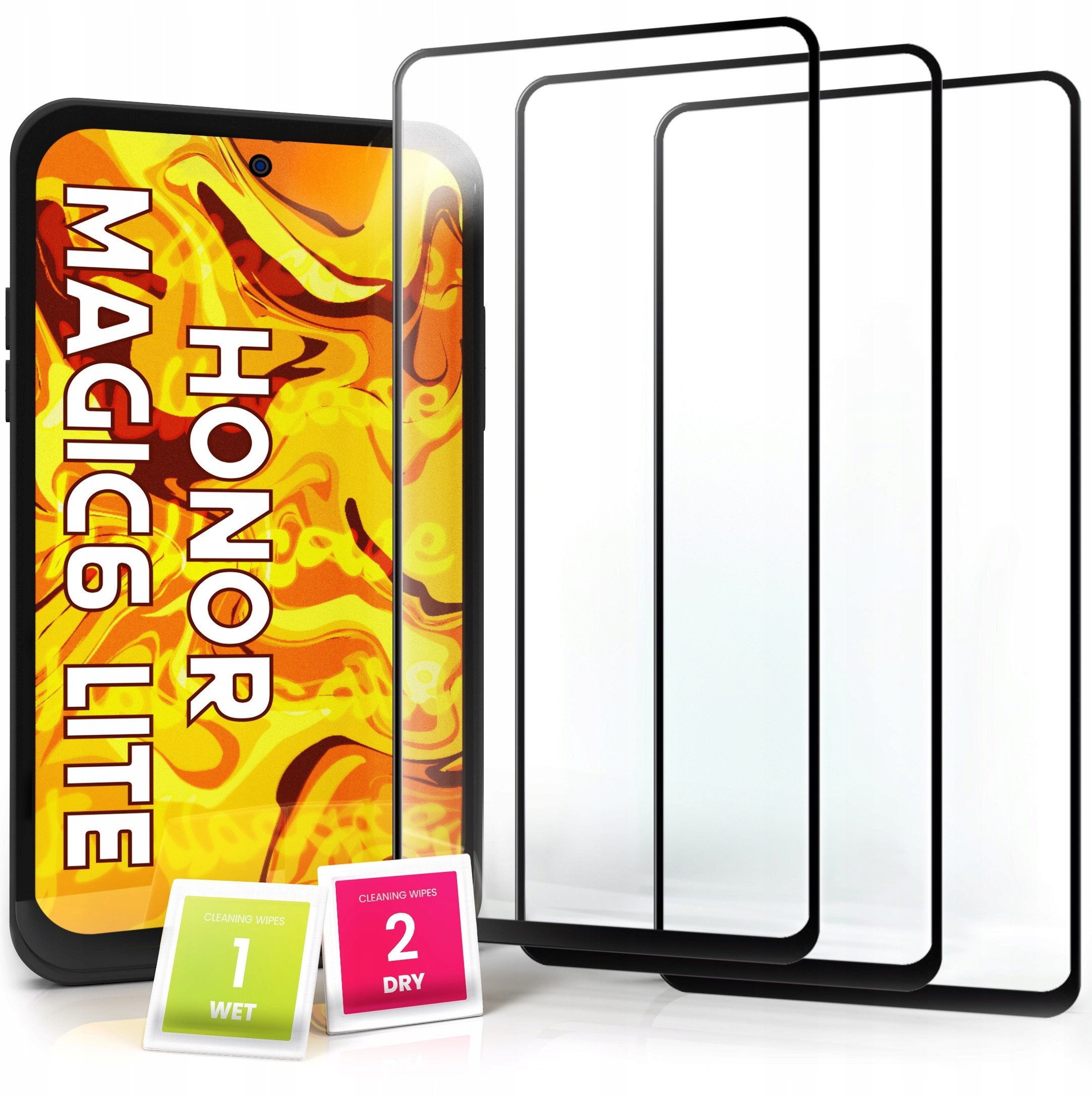 3-PAK Szkło Hartowane do Honor Magic6 Lite (Pełne 5D, Curved, Zakrzywione)
