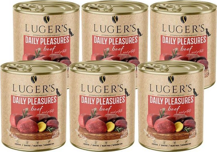 Karma mokra dla psa Luger's Daily Pleasures z wołowiną i ziemniakiem zestaw 6 x 800 g