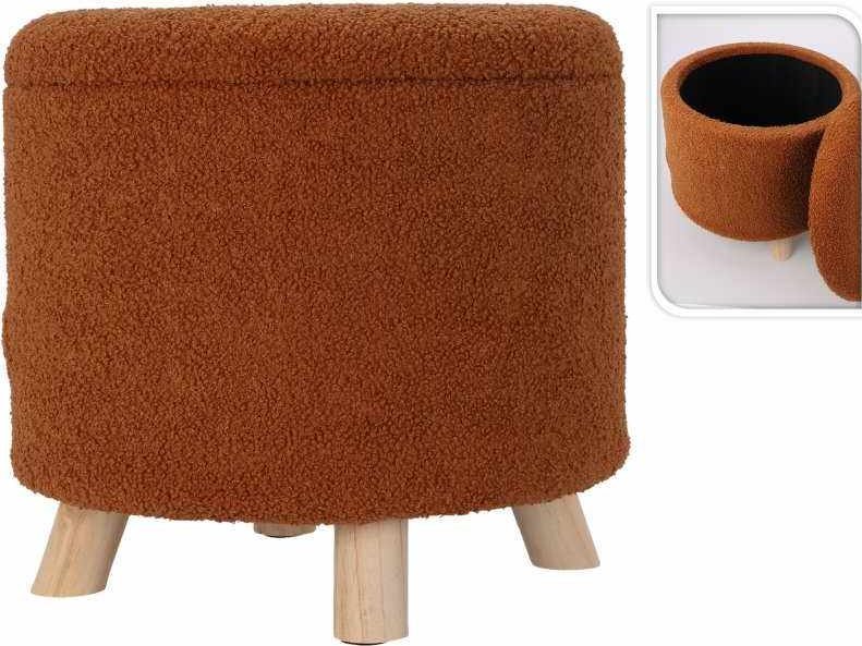 Home Styling Collection Pufa okrągła tapicerowana ze schowkiem TEDDY, Ø 40 x 37 cm