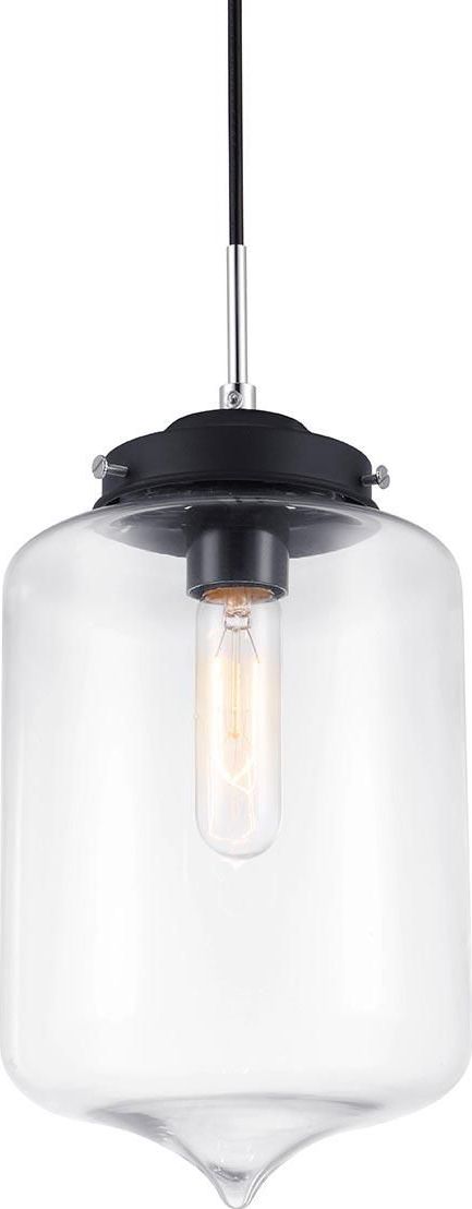 Lampa wisząca Italux Tube 1x60W E27 szkło retro industrial czarny (MDM2095/1 B)