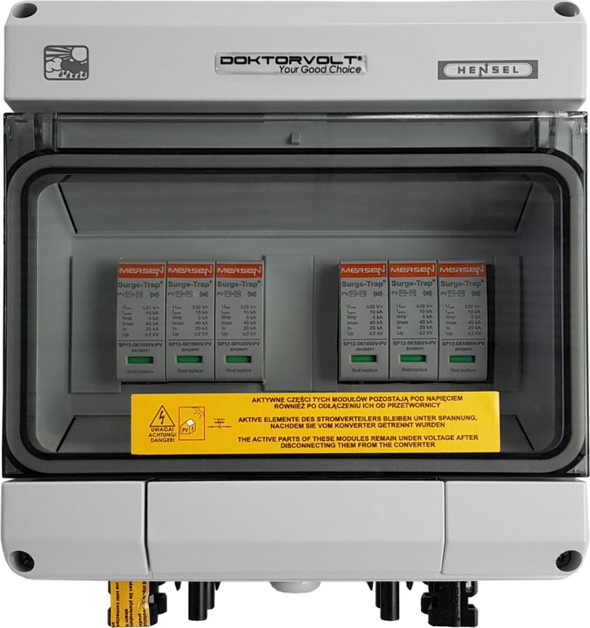 Doktorvolt Rozdzielnica fotowoltaiczna solarna PV DC 1000V T1 T2 40kA 2-stringowa MC4 IP65 Doktorvolt 4579