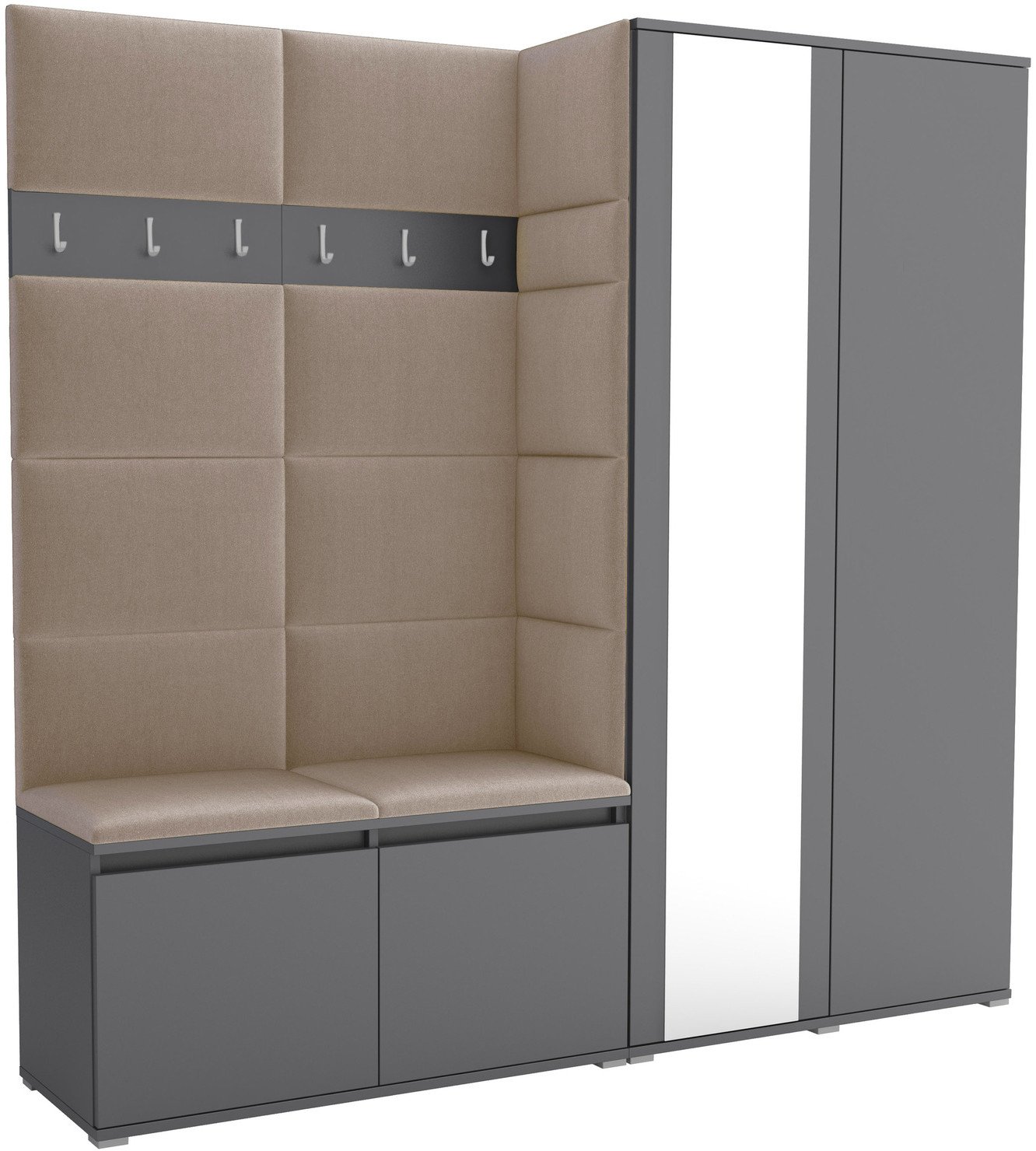 Tapicerowana garderoba Noris IV z lustrem - kolor antracyt + tkanina Trinity 04